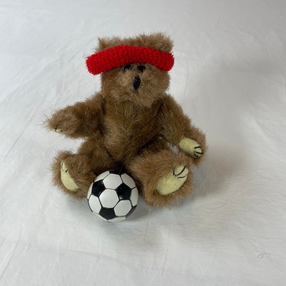 Boyds Collection Soccer Bear Archive Series Brown Plush Red Headband